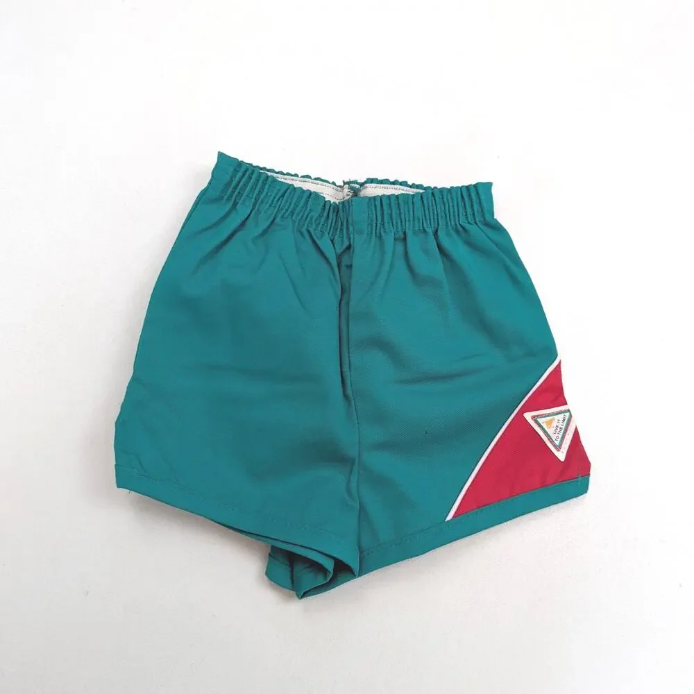 Vintage Wrangler Shorts Children's Sz 5 Teal Colorblock 80s Track